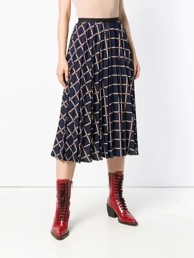 Shop Antonio Marras Flared Print Midi Skirt - Blue