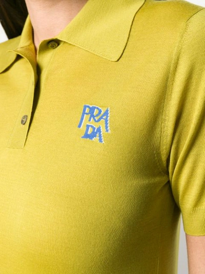 Shop Prada Classic Brand Polo In Green