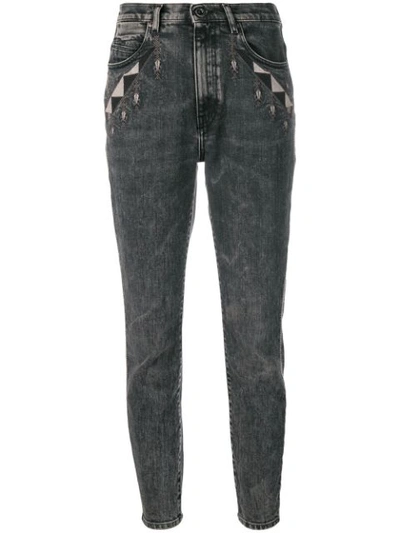 Shop Diesel Black Gold Geometric Detailed Skinny Jeans