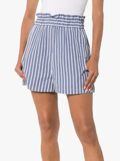 TIBI HIGH-WAISTED STRIPED SHORTS - 蓝色