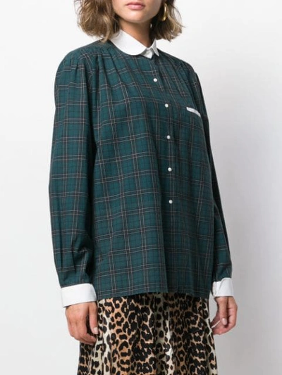 Pre-owned Burberry 1980's Club Collar Checked Shirt In Green
