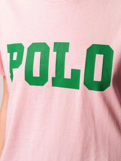 Shop Polo Ralph Lauren Logo Printed T-shirt In 007 Pink