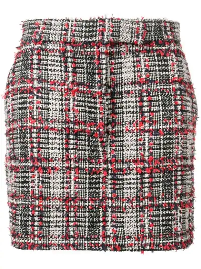 Shop Thom Browne Checked Tweed Skirt In Red