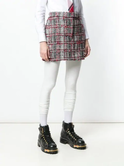 Shop Thom Browne Checked Tweed Skirt In Red