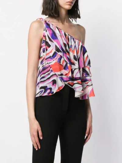 Shop Emilio Pucci One Shoulder Ruffle Top In 063 Corallo/viola