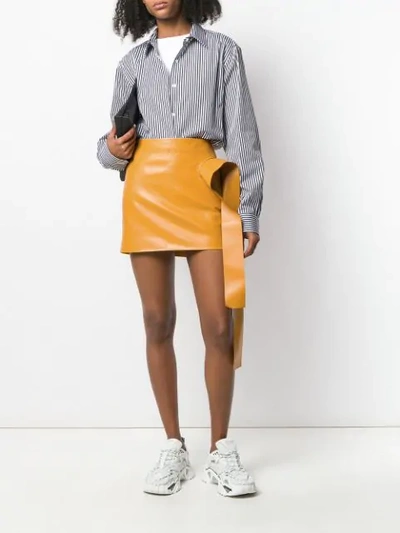 Shop Jw Anderson Draped Lambskin Skirt In Yellow