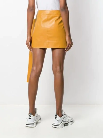Shop Jw Anderson Draped Lambskin Skirt In Yellow