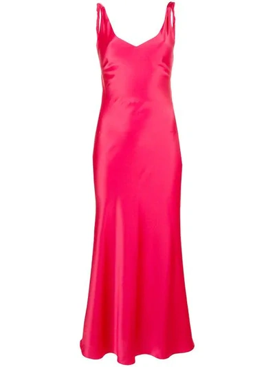 Shop Blanca Draped Back Gown In Red