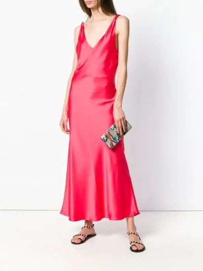 Shop Blanca Draped Back Gown In Red
