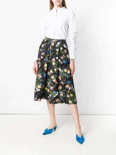 Shop Erdem Floral Print Skirt In Black