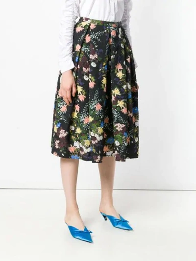 Shop Erdem Floral Print Skirt In Black