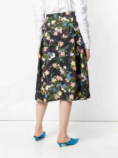 Shop Erdem Floral Print Skirt In Black