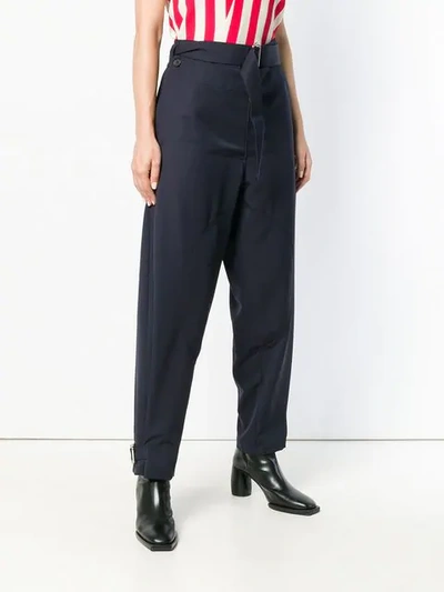 Shop Jw Anderson Women's Navy Fold Front Utility Trousers In Blue