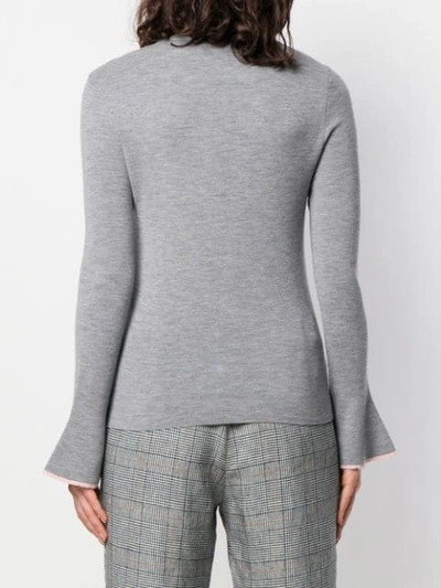 Shop Tory Burch Bell Sleeve Knitted Top In Grey