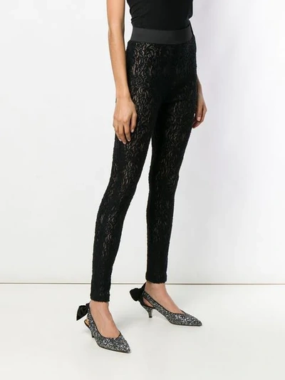 Shop Dolce & Gabbana Floral Lace Leggings In Black
