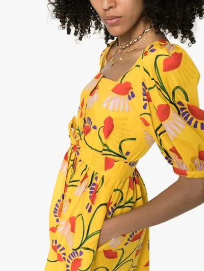 Shop Borgo De Nor Floral Print Midi-dress In Yellow