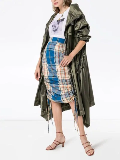 Shop Simon Miller High-waisted Check Midi Skirt In Multicolour