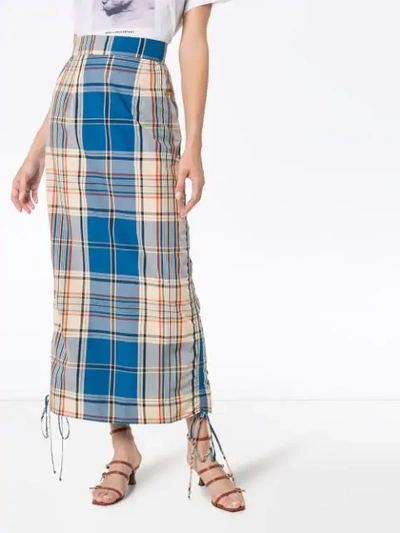 Shop Simon Miller High-waisted Check Midi Skirt In Multicolour