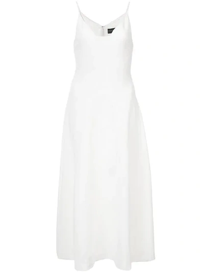 Shop Christian Siriano Spaghetti Strap Flared Dress In White