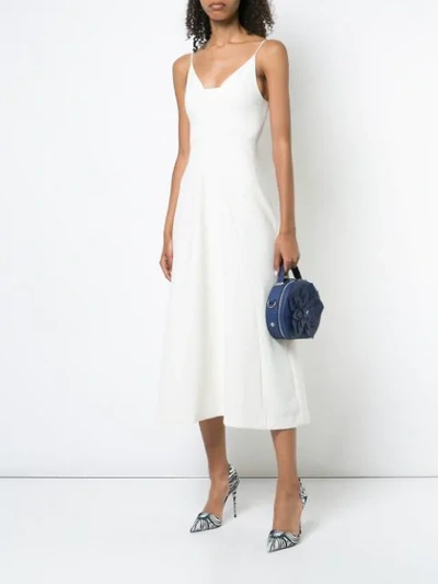 Shop Christian Siriano Spaghetti Strap Flared Dress In White