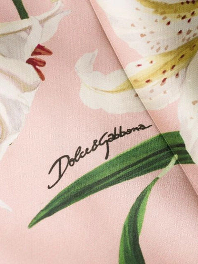 Shop Dolce & Gabbana Lily Print Shantung Trousers In Pink ,green