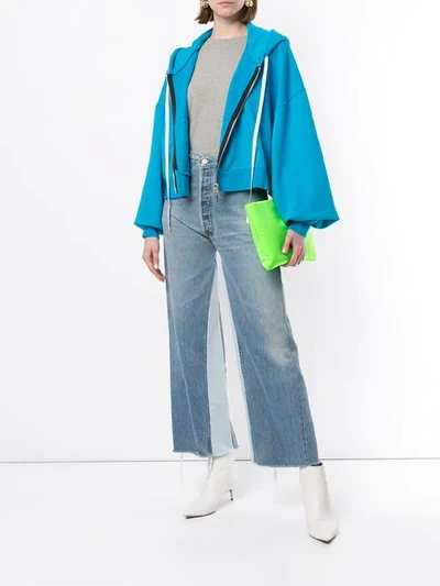 Ben Taverniti Unravel Project Hooded Bomber Jacket In Blue