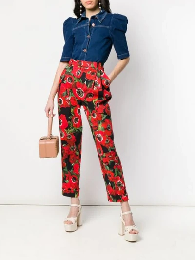 Shop Dolce & Gabbana Floral Print Trousers In Red