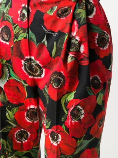 Shop Dolce & Gabbana Floral Print Trousers In Red