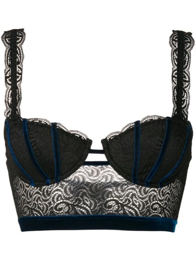 Shop Chite' Patterned Balcony Bra  In Black