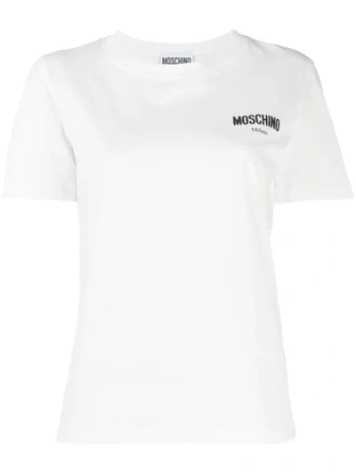 Shop Moschino Logo Embroidered Performance T-shirt In White