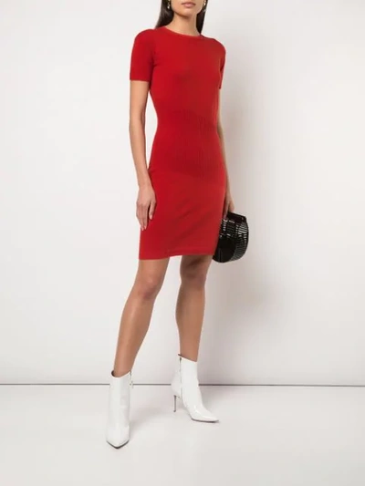 Shop Alexandra Golovanoff Short-sleeved Knit Dress In Red