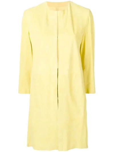 Shop Drome Leather Overcoat In Yellow