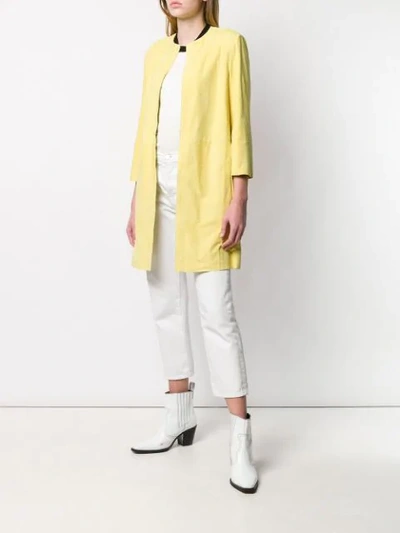 Shop Drome Leather Overcoat In Yellow