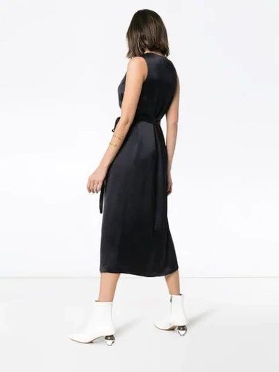 A_PLAN_APPLICATION SLEEVELESS V-NECK WRAP DRESS - 蓝色