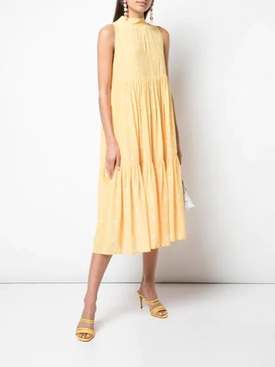 Shop Asceno Polka Dot Tiered Dress - Yellow