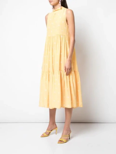 Shop Asceno Polka Dot Tiered Dress - Yellow