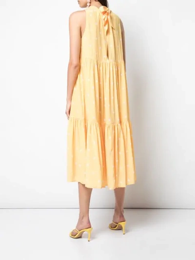 Shop Asceno Polka Dot Tiered Dress - Yellow