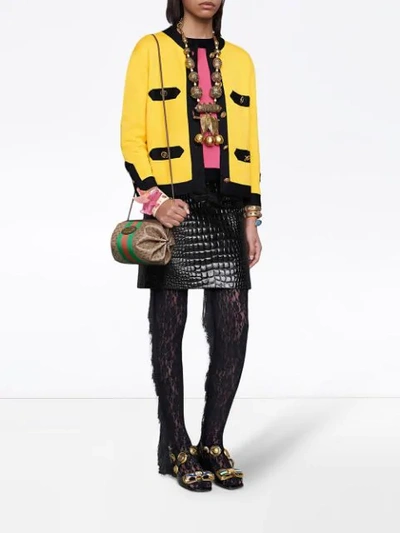 Shop Gucci Silk Jacket With Appliqué In Pink
