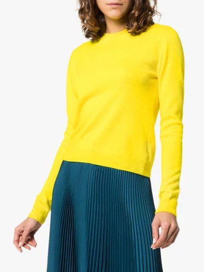 Shop The Elder Statesman Yellow Billy Cropped Knitted Cashmere Jumper