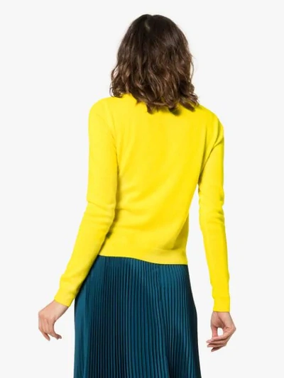 Shop The Elder Statesman Yellow Billy Cropped Knitted Cashmere Jumper