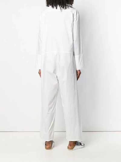 Shop Mm6 Maison Margiela Jumpsuit Im Hemd-look - Weiss In White