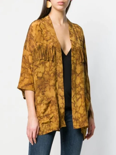 Shop Mes Demoiselles Open Kimono Style Blouse In Brown