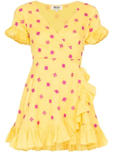 Shop All Things Mochi 'dory' Wickelkleid Mit Rüschen In Yellow
