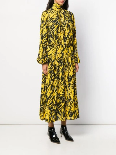 Shop N°21 Animal Print Flared Dress In Yellow