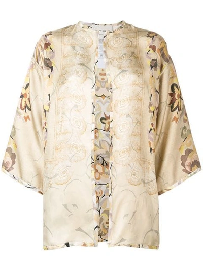 Shop Etro Printed Kimono Jacket - Neutrals