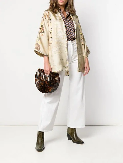 Shop Etro Printed Kimono Jacket - Neutrals