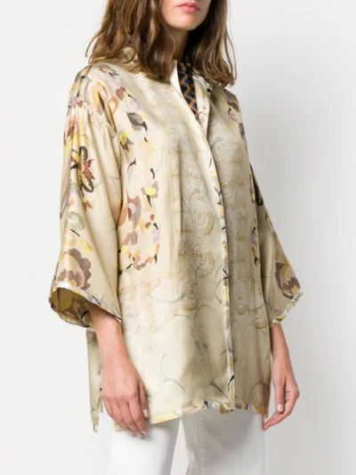 Shop Etro Printed Kimono Jacket - Neutrals