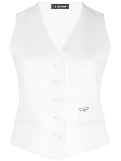 Shop Styland Buttoned Waistcoat In White