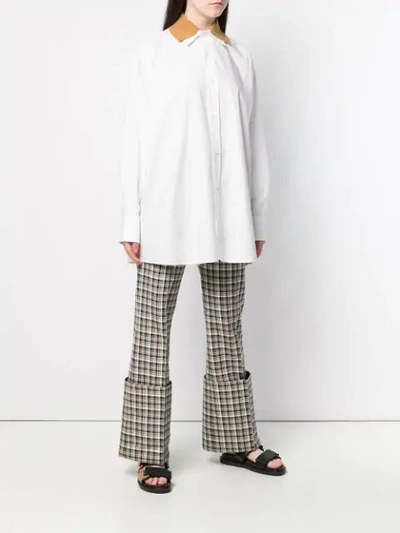 Shop Plan C Contrast Collar Oversized Shirt In White