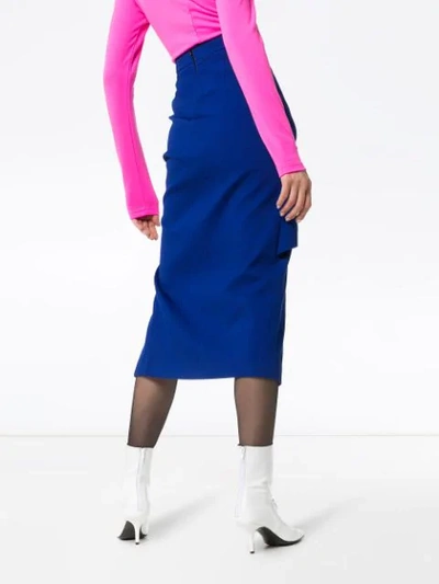 Shop Aleksandre Akhalkatsishvili Ruched Pencil Skirt In Blue